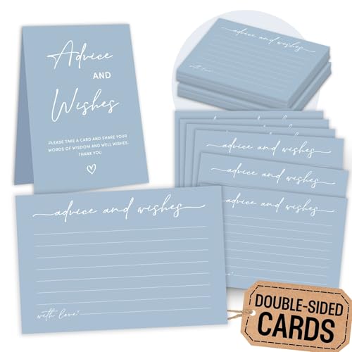 Woodamore Blue Advice And Wishes Cards Baby Shower Decorations - 50 Pcs Baby Shower Advice Cards For...