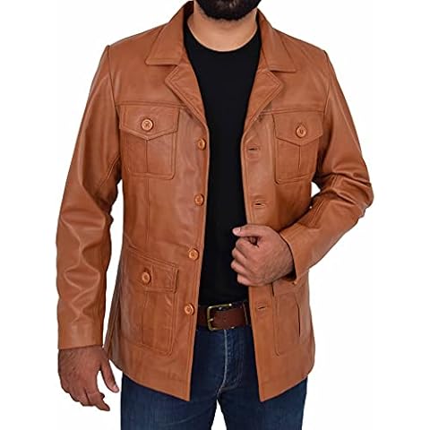 Chaqueta clásica de cuero A1 FASHION GOODS para hombre Cover