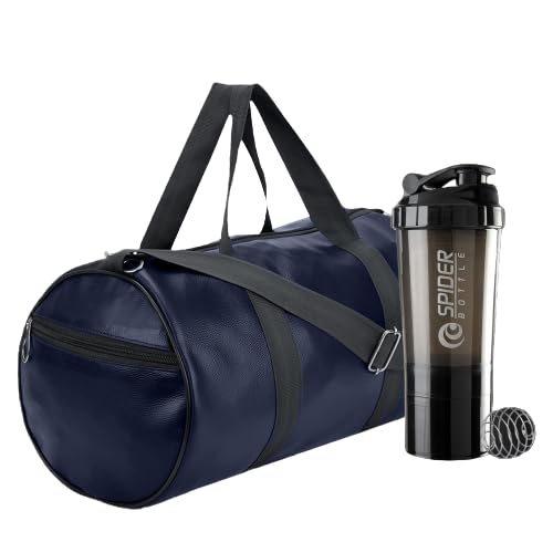 Image of Gym Bag Combo for Men ll Gym Bag Bottle Gym & Fitness Kit (Blue, Black)