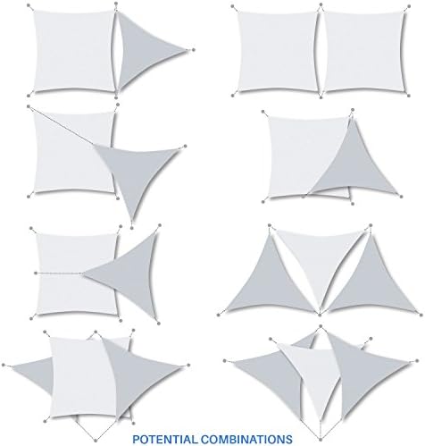 E&K Sunrise 12' x 38' x 39.8' Sun Shade Sail Right Triangle Canopy Shade Cover with A Ring Steel Cable Wire UV Block for Pergola Patio Backyard Garden Deck Outdoor (Blue)