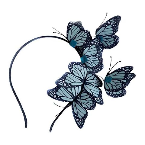 Sufias Accessories Flying Blue Butterfly Headband Fascinator Rockabilly 50's Burlesque Look Insect XX Cover