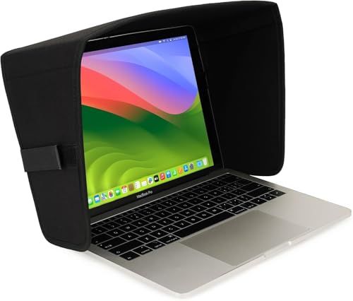 Parasol para laptop de 13" contra reflejos al aire libre con clips de silicona