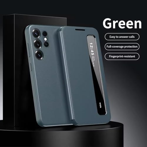 Image of Galaxy S26 Ultra Series Intelligent View Side Window Flip Case Compatible with Galaxy S26 Ultra Smart Window Display Case (Green, Sumsung Galaxy S26 Ultra 5G)