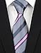 Mens Fashion Style Grey Pink Stripe Silk Tie Necktie Pretty Birthday Gift Online