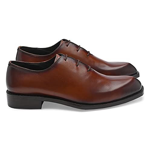 Image of Legwork Men's Leather Edge Oxford Diamond Shaped Italian Leather Dress Shoes Reverse Goodyear Welted Shoes for Men and Boys