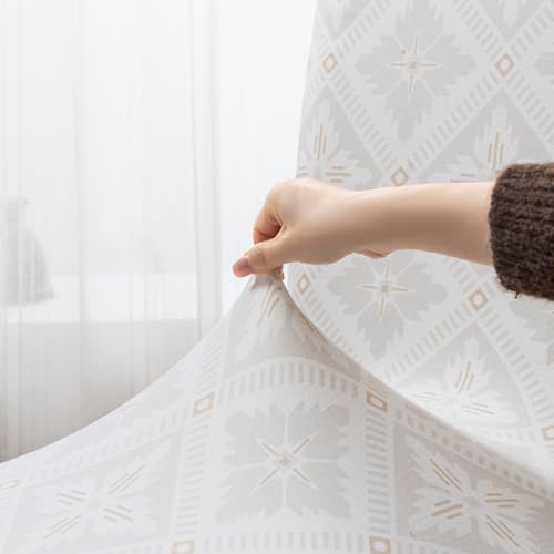 Image of House of Quirk Elastic Chair Cover Stretch Removable Washable Short Dining Chair Cover Protector Seat Slipcover (Pack of 2, Desert Ikat)