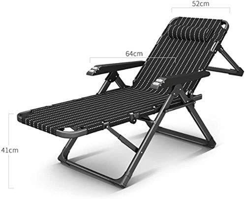 Chaise longue pliante noire inclinable pour jardin et balcon confortable