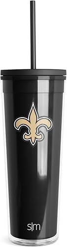 Simple Modern Vaso de plástico con licencia oficial de la NFL con tapa y popote, 24 onzas