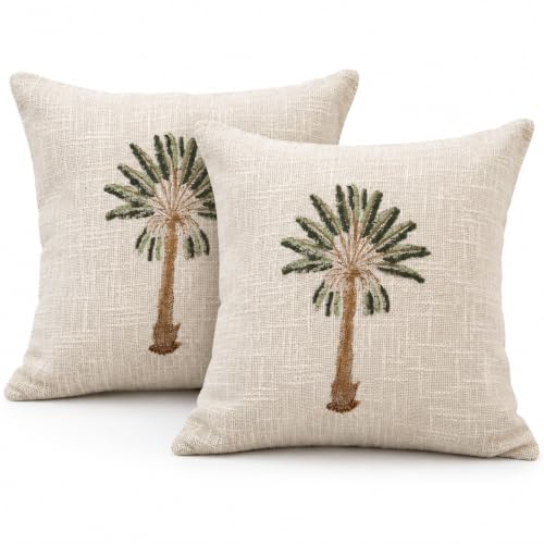 Best Decorative Cushion Covers: Cotton vs Velvet 44 Premium Palm Tree Cotton Jute Square 16x16 Inch Cushion Cover 40x...