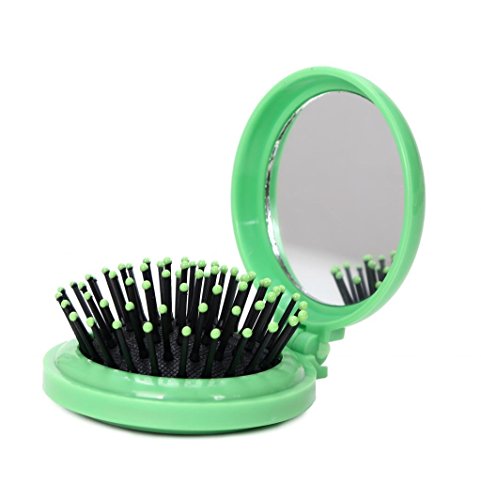 LOUISE MAELYS 1Pcs Folding Mini Pocket Hair Comb with Mirror Travel Set Gift Idea