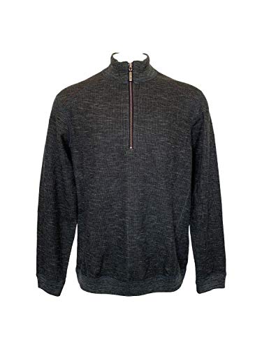 Tommy Bahama Mens Reversible Flipsider 1/2 Zip Pullover (Large, Noir)