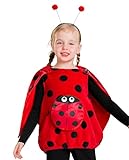 IKALI Marienkäfer Kostüm Kinder - Flauschige Plüschweste mit Abnehmbaren Flügeln Haarreif...