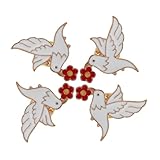 minkissy 4個 カートゥーン平和の鳩と小花のブローチピン 軽量で快適 ジャケットやセーター 帽子 バッグ用ジュエリーアクセサリー レディー