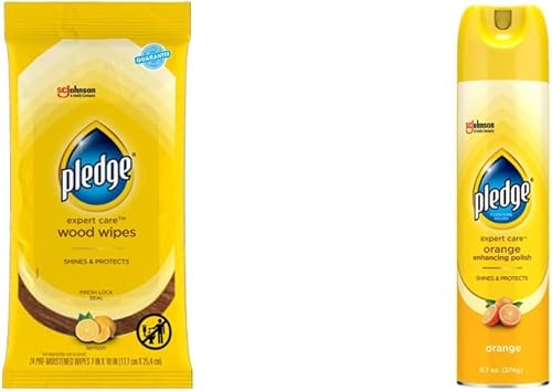 Pledge Expert Care Limpiador de madera y toallitas para pulir (24 unidades) y spray (9.7 onzas)