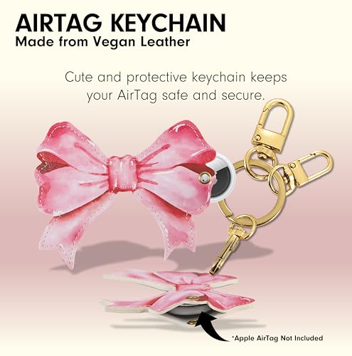 Image of Sonix Keychain Case Compatible with Apple AirTag | Protective AirTag Cover Keychain | Pink Bow