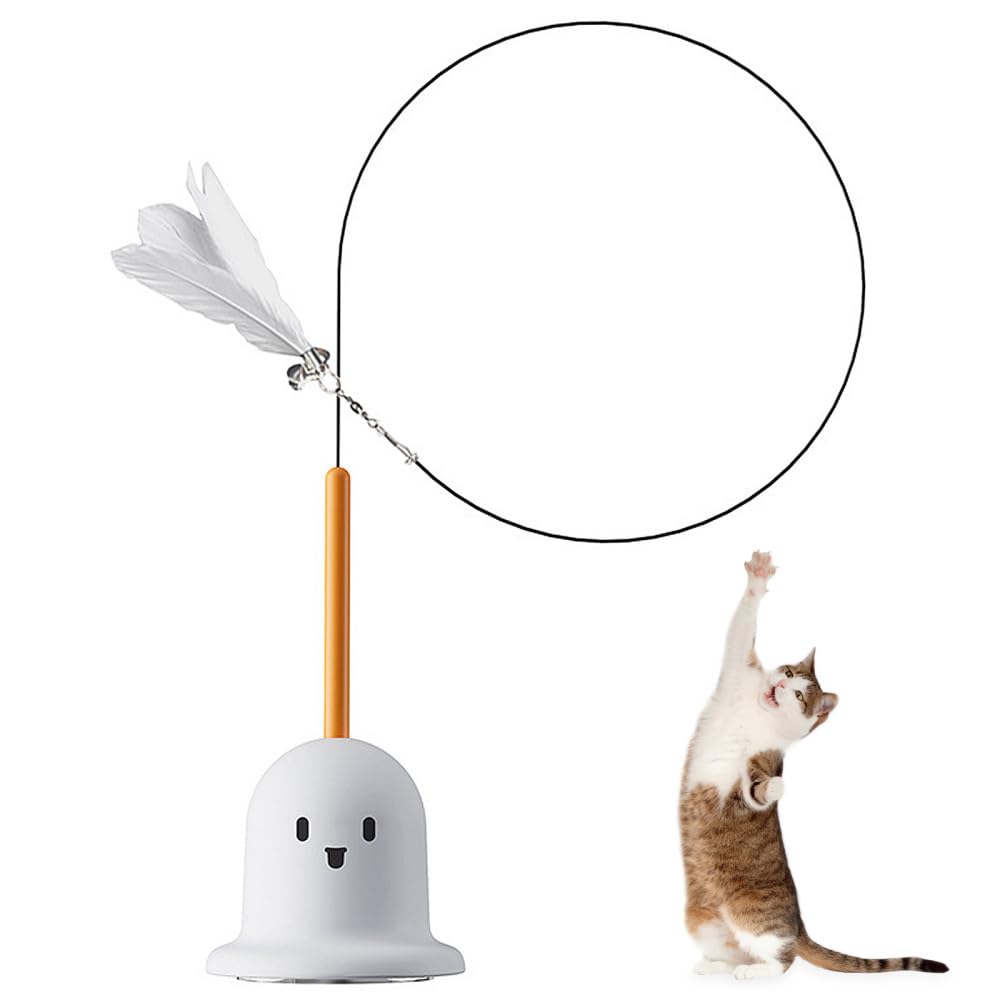 Juguete para gatos con ventosa al vacío potente y pluma con campana DONGKER