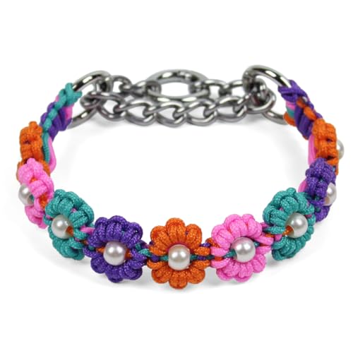 Handmade Paracord Dog & Cat Collar with Flower Design, S