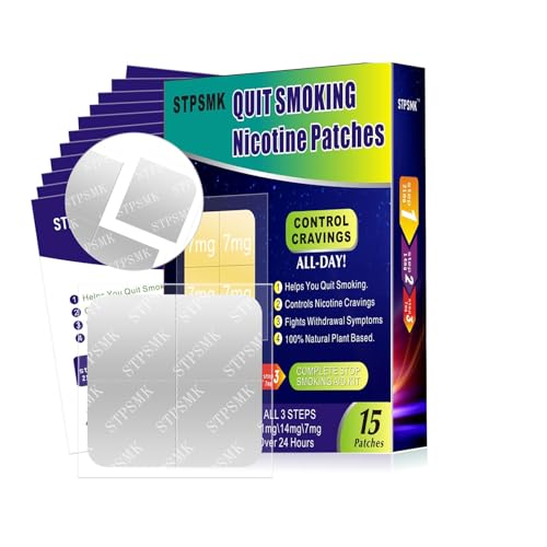 Quit Smoking Nicotine Patches Step 1+, 28mg (4×7mg Mini Patches), Adjustable Dosage Smoking Cessation Aids, Quit Smoking Help (15 Patches)