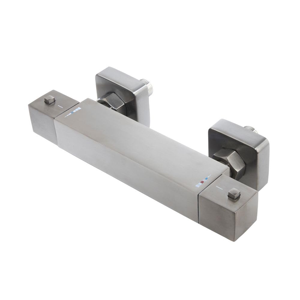 Milano Rune Square Thermostatic Bar Mixer Shower Valve - Gunmetal Grey