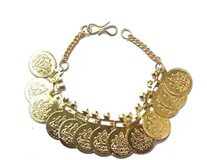 Antique Gold Coin Bracelet, Metal Alloy, Chain Link, 20 cm