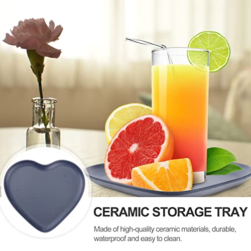 Doitool Ceramic Heart Shaped Dinner Plates Tray Heart Dish Dessert Salad Plate For Engagement Birthday Wedding Party Black #TOP1