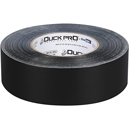 Image of Duck Pro by Shurtape Professional Grade, Co-Extruded Cloth Duct Tape for HVAC, Insulation and Housing Assembly, 48mm x 60yd, 10.0 mil, Black, 1 Roll (105475)