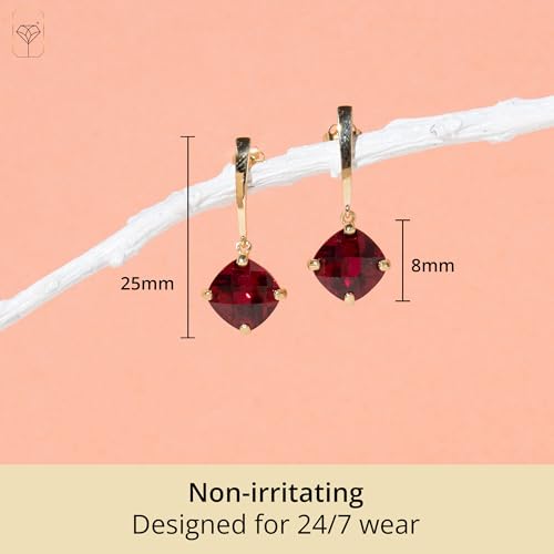 14k White or Yellow Gold Solitaire Cushion Cut Gemstone Drop Dangle Earrings for Women 8mm Birthstone with Push Backs by MAX + STONE3