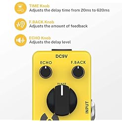 Donner Delay Guitare Pédale d’effet, Yellow Fall Pédale Delay Guitare Electrique True Bypass - Les Beatles, Paul McCartney, John Lennon, RIngo Starr, George Harrison Donner Delay Guitare Pédale d'effet, Yellow Fall Pédale Delay Guitare Electrique True Bypass – Image 3