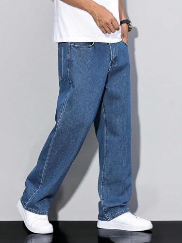 Image of KOTTY Men's Loose Fit Baggy Jeans - Relaxed Wide Leg Denim with Fashionable Urban Streetwear Look