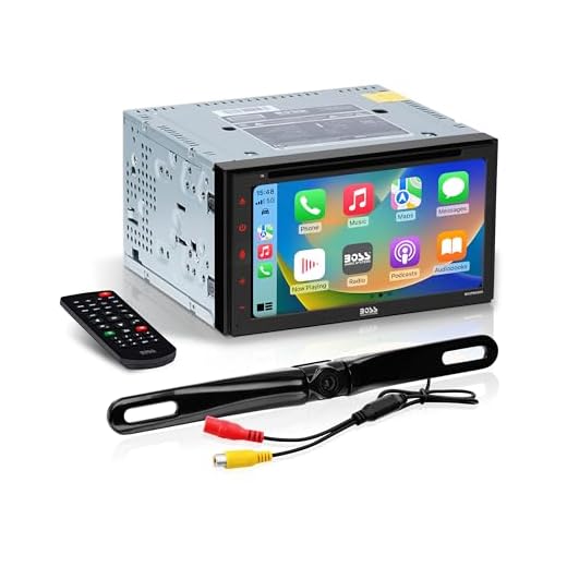 BOSS Audio Systems BCPA9690RC Apple CarPlay Android Auto Car DVD Player with Rearview Camera - Double-Din, 6.75 Inch LCD Touchscreen, Bluetooth, MP3 Player, USB Port, AM/FM Radio Receiver