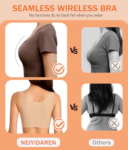 Bras for Women, Wireless Seamless No Underwire Comfort Bras,Full Coverage Everyday T-Shirt Bra3