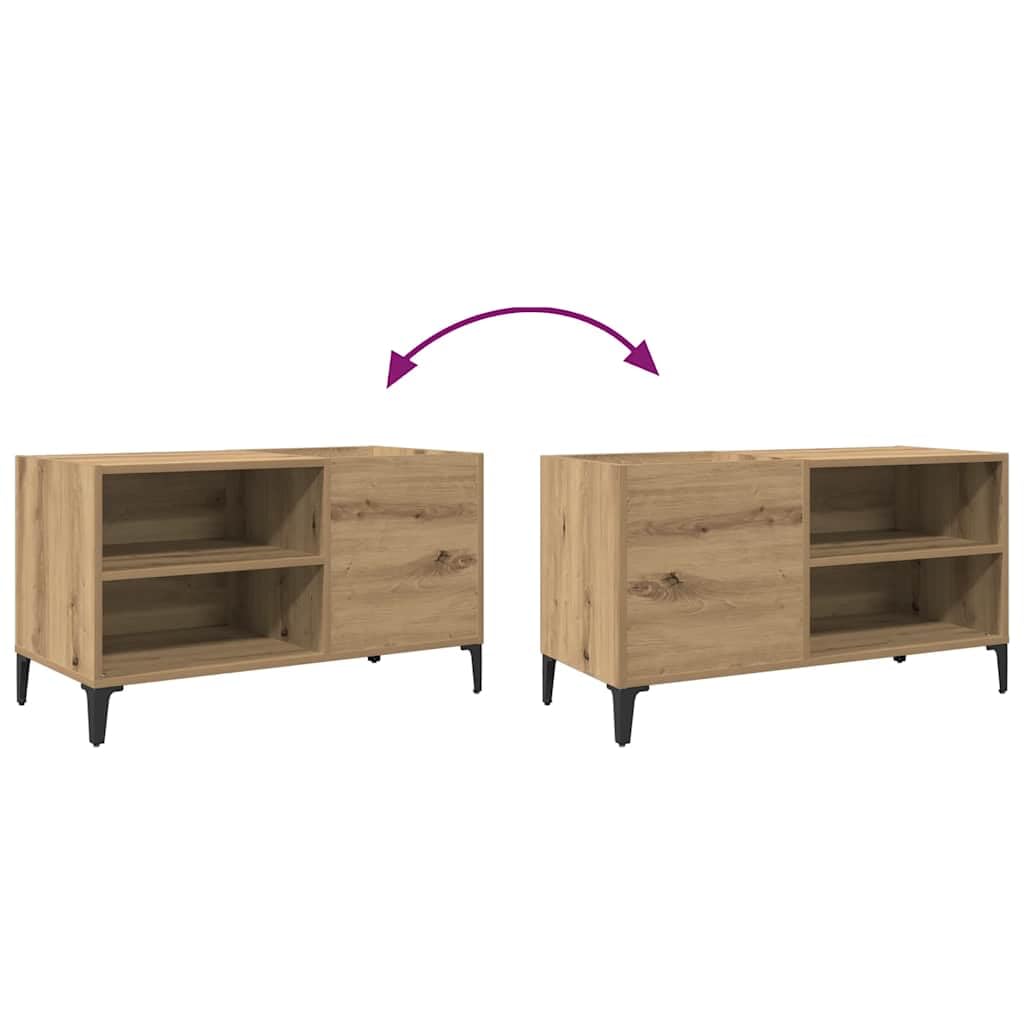 Mangloder Armadio per dischi in rovere Artisan, con gambe in metallo, 84,5 x 38 x 48 cm, per LP, armadietto per vinili, credenza e armadietto alto, per soggiorno e ufficio