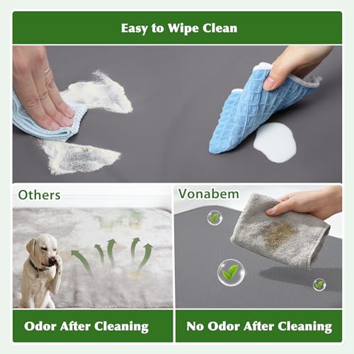 Image of Waterproof Dog Bed Washable Wipeable, Orthopedic Medium Crate Pad 30 inch | Outdoor Pet Bed Foam, Reversible Faux Leather Removable Cover, Durable Puppy Mats, Anti-Slip Kennel Pads 29 inchx18 inch Gray