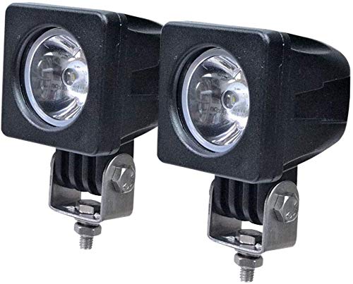EKLAMP Phare LED Moto, 2inch 10W LED Phares de Travail Projecteur,Phare de Travail à LED, Feux Additionnels Moto, 3600LM 6500K 12V IP68 for ATV, LED Moto (2Pcs) (Black, 2" Square) Cover