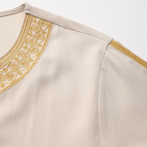 Thobe brodé robe traditionnelle arabe à manches longues pour homme