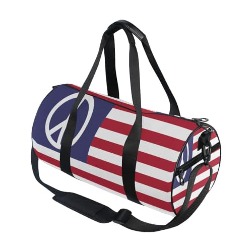 Bolsa de gimnasio redonda con estampado de la bandera de la paz de Estados Unidos