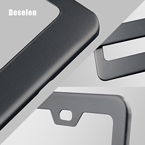 Deselen Stainless Steel License Plate Frame for Genesis with Screw Caps Cover Set, Genesis Letters，Matt Black (2 Pieces Front/Back) LP-GE02BT - Thumbnail 2