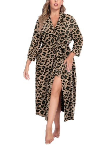 Image of IN'VOLAND Womens Plus Size Kimono Robes Long Knit Bathrobe Ladies Sleepwear