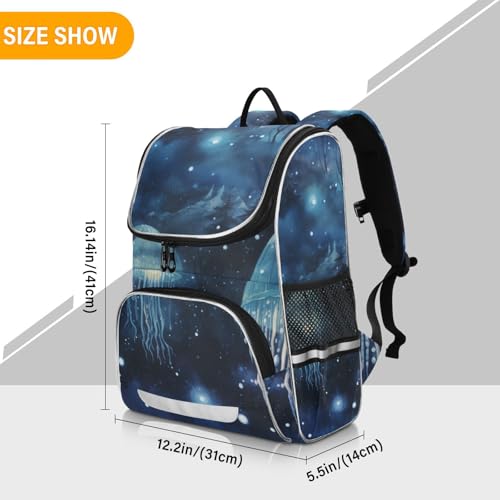 Mochila de viaje con medusa azul reflectante que protege la espalda de tu hijo 3