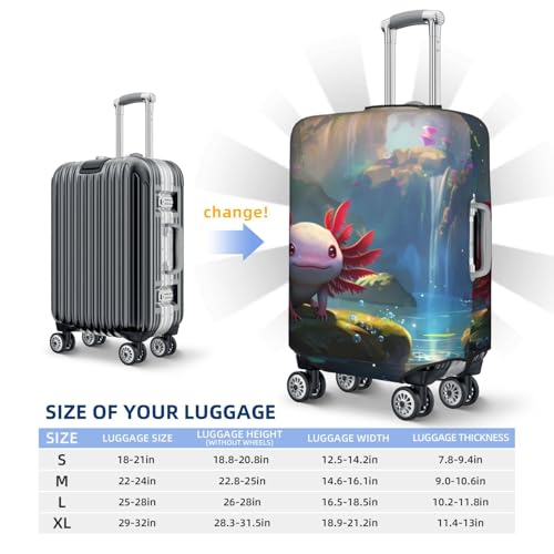 Pond Cute Axolotl Print Luggage Cover For Suitcase,Washable Elastic Travel Suitcase Protector With Zipper Closure And Bottom Buckle – Fits 18-32" Luggage-Small4