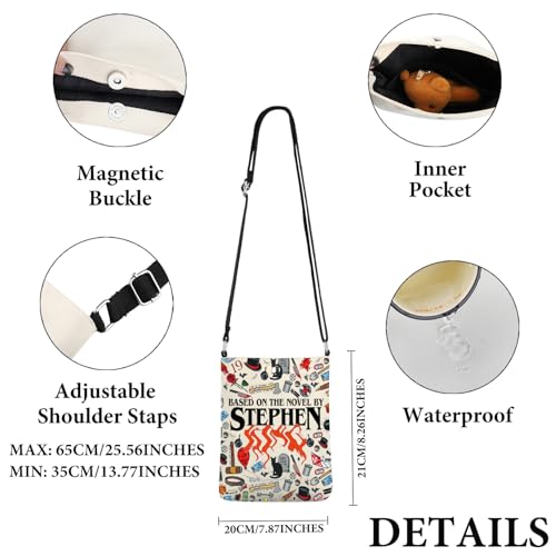 PWHAOO Book Inspired Gift Reading Enthusiasts Crossbody Bag Book Fan Travel Bag Horror Bookish Gift2