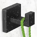 IBosins 6-Pack Bathroom Towel Hooks Hand Towel Holder Heavy Duty Stainless Steel Towel Hanger Robe Hat Coat Hooks for Wall of Livingroom Bedroom Kitchen Closet (Square Matte Black) - Image 2