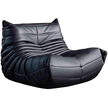 SANTUO Togo Sofa Casual Lazy Sofa Bedroom Living Room Can Lie Down and Sleep Single Chair Napa Leather Wear-resistant and Scratch-Resistant Black 103 x 88 x 70 cm