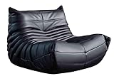 SANTUO Togo Sofa, lässiges Faules Sofa Schlafzimmer Wohnzimmer kann Sich hinlegen und schlafen, Einzelsessel, NAPA-Leder verschleißfest und Kratzfest（Schwarz，103X88X70CM）