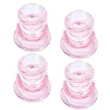 Pink Glass Candlestick Holders, Set of 4 Taper Candle Holders for Wedding, Decoration and Dinning