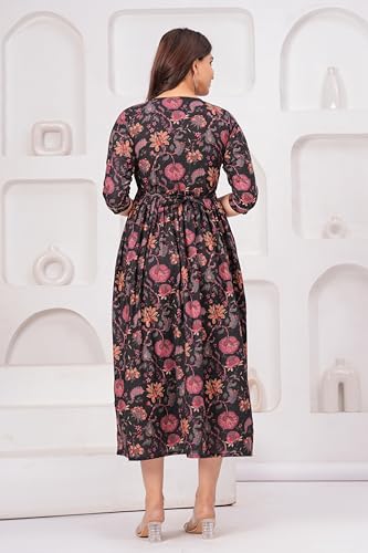 Image of The Moon Star Women's Cotton Floral Printed Anarkali Maternity Feeding Kurti | Breastfeeding Dress for Mothers | Zipper Feeding Kurti, Nursing Kurti, Comfortable and Trendy Maternity Wear