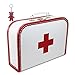 Arztkoffer (mit Borde) Pappe weiß mit rotem Kreuz 30 cm inkl. 1 Reflektorbärchen, Spielzeugkoffer, Kinderkoffer
