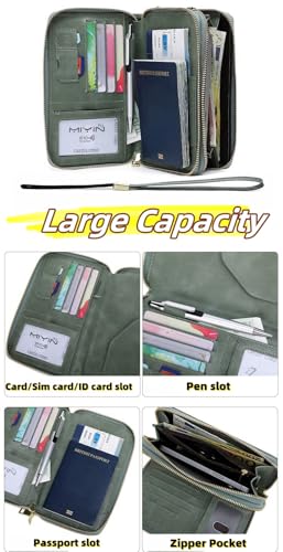 NQQNQQ US-B Passport Wallet, RFID Blocking Passport Holder Large Capacity, Lightweight PU Document Organizer for Women (Gray) - image 6