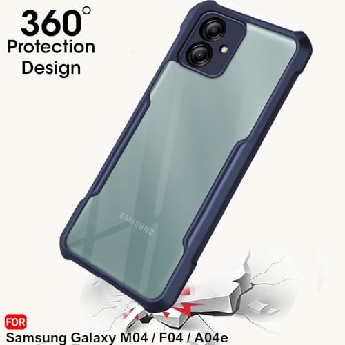 Image of TheGiftKart Shockproof Clear Back Cover Case for Samsung Galaxy M04 / F04 / A04e | 360 Degree Protection | Transparent Back Cover Case for Samsung M04 / F04 / A04e (PC & TPU, Blue Bumper)