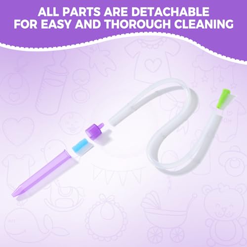 Image of Nasal Aspirator for Baby 0-12 Months with 20 Hygiene Filters Manual Nose Sucker, Reusable Infant Nose Cleaner, Easy to Use and Clean, Small Custom-Sized for Nasal -Portable for Travel Use -Purple